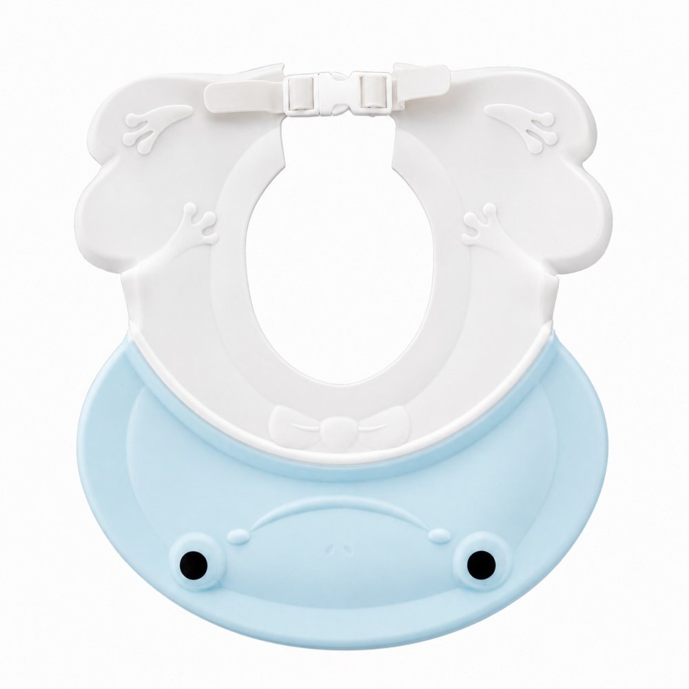 Little Mom Protectie baita Frog Blue pentru ochi si urechi ajustabila flexibila cu fixare prin clama dimensiune 27.5 x 26.5 cm