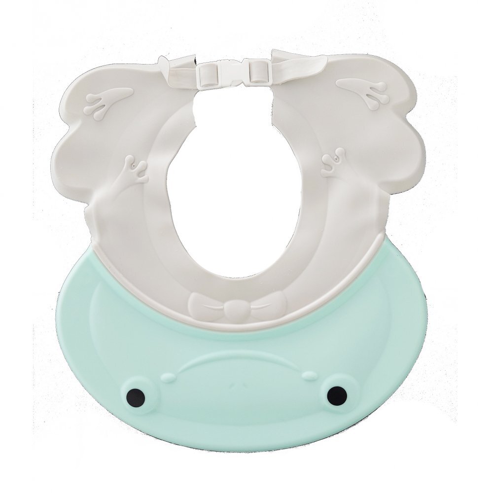 Little Mom Protectie baita Frog Green pentru ochi si urechi ajustabila flexibila cu fixare prin clama dimensiune 27.5 x 26.5 cm