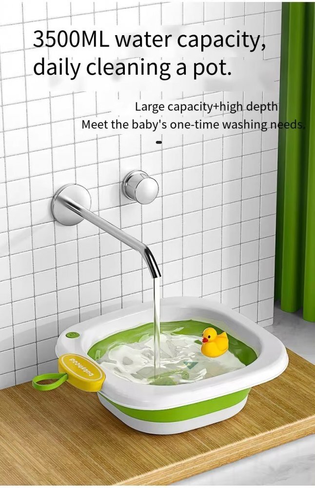 Little Mom Recipient pentru clatire Green ultrapliabil cu margini rotunjite pereti flexibili capacitate 3500 ml