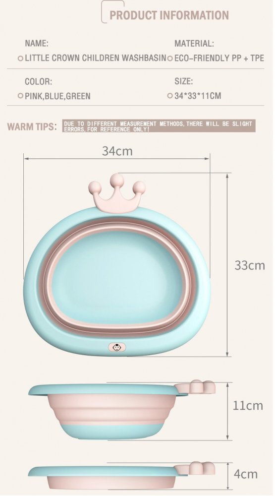 Little Mom Recipient pentru clatit Royal Pink pliabil margini rotunjite fara BPA capacitate 4.2 litri