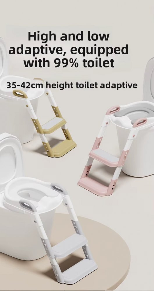 Little Mom Reductor de toaleta pentru copii Pink pliabil reglabil colac din PU compatibilitate multipla design ergonomic cu manere de sustinere design anti-stropire dimensiune 49 x 34.6 cm