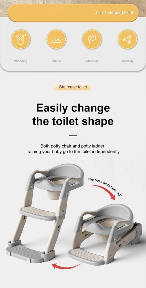 Little Mom Reductor pentru copii Grey multifunctional 3 in 1 pliabil colac ergonomic din PVC cu recipient colector si manere de sustinere dimensiuni 35.5x17x39 cm