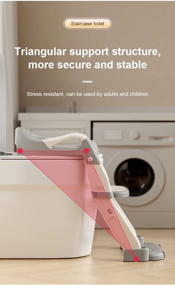 Little Mom Reductor pentru copii Grey multifunctional 3 in 1 pliabil colac ergonomic din PVC cu recipient colector si manere de sustinere dimensiuni 35.5x17x39 cm
