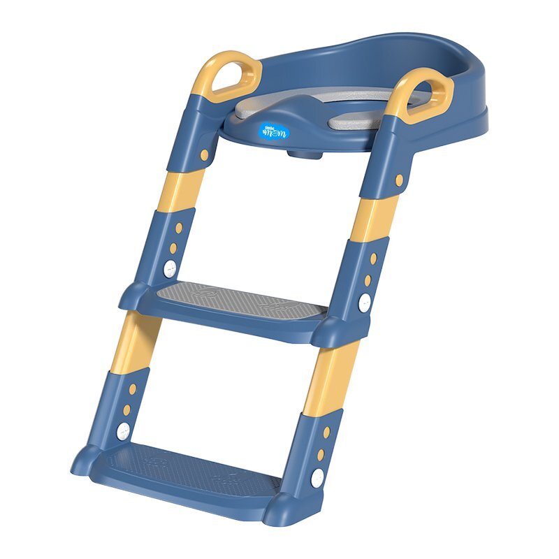 Little Mom Reductor toaleta pentru copii Blue pliabil ergonomic cu sezut din PVC manere de sustinere scara cu inaltime reglabila suprafata antiderapanta dimensiuni 34x44x34 cm