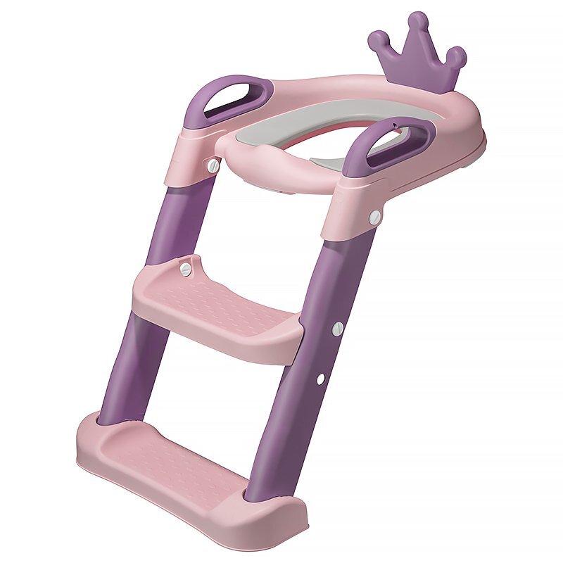 Little Mom Reductor toaleta pentru copii cu scarita antiderapanta inaltime treapta reglabila colac moale din spuma PU manerele laterale ergonomice baza ampla dimensiune 41 x 52 x 59 cm Royal PinkPurple