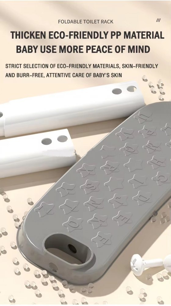 Little Mom Reductor toaleta pentru copii Grey pliabil reglabil colac detasabil PVC cu suprafete anti-alunecare manere ergonomice protectie anti-stropire compatibilitate universala