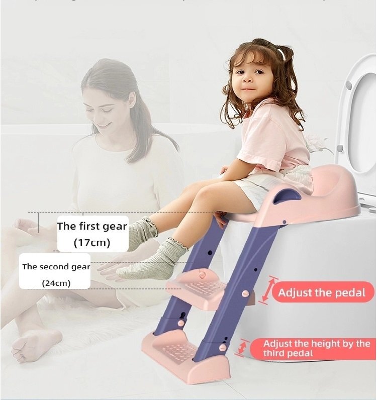 Little Mom Reductor toaleta pentru copii Pink pliabil cu trepte antiderapante manere ergonomice si treapta reglabila pe 2 nivele de inaltime colac moale din spuma PVC design anti-stropire compatibilitate universala
