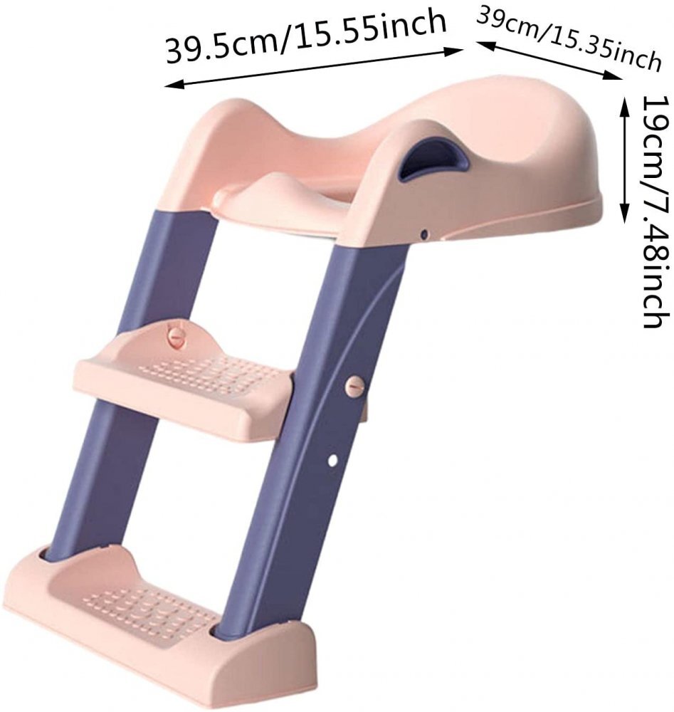 Little Mom Reductor toaleta pentru copii Pink pliabil cu trepte antiderapante manere ergonomice si treapta reglabila pe 2 nivele de inaltime colac moale din spuma PVC design anti-stropire compatibilitate universala