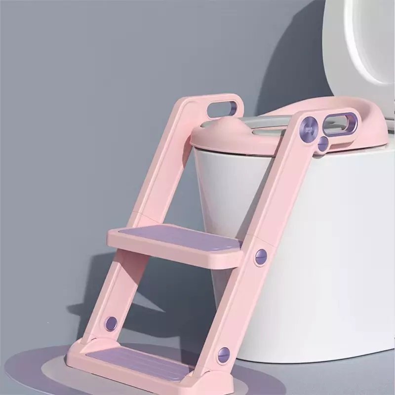 Little Mom Reductor toaleta pentru copii Potty Training Pink pliabil cu sezut moale din spuma PU reglabil pe inaltime 5 nivele manere ergonomicepentru copii cu varsta pana la 7 ani compatibilitate universala