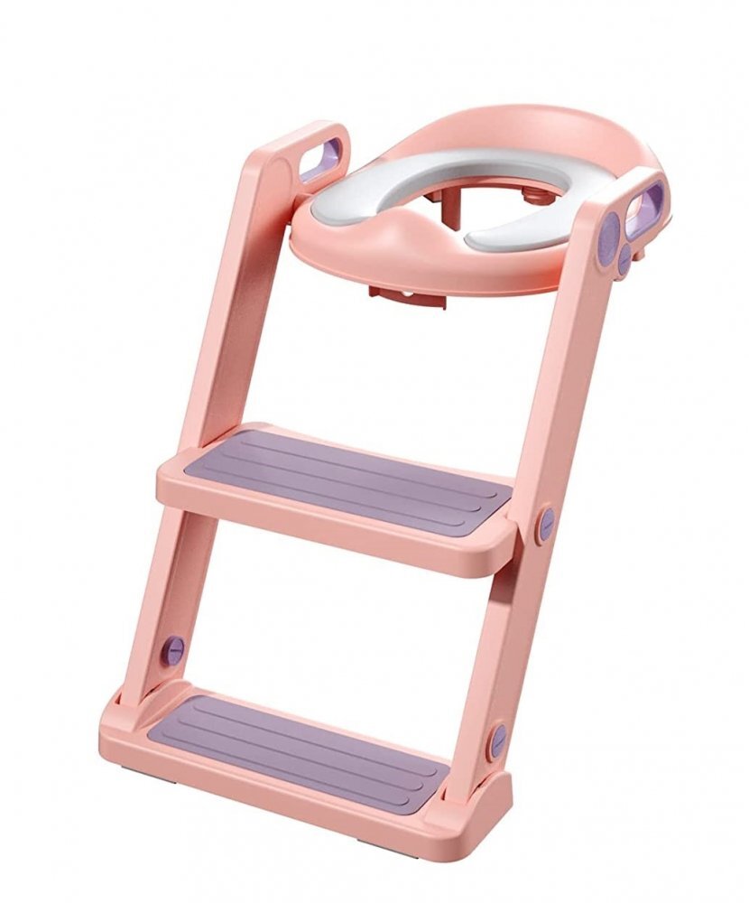 Little Mom Reductor toaleta pentru copii Potty Training Pink pliabil cu sezut moale din spuma PU reglabil pe inaltime 5 nivele manere ergonomicepentru copii cu varsta pana la 7 ani compatibilitate universala