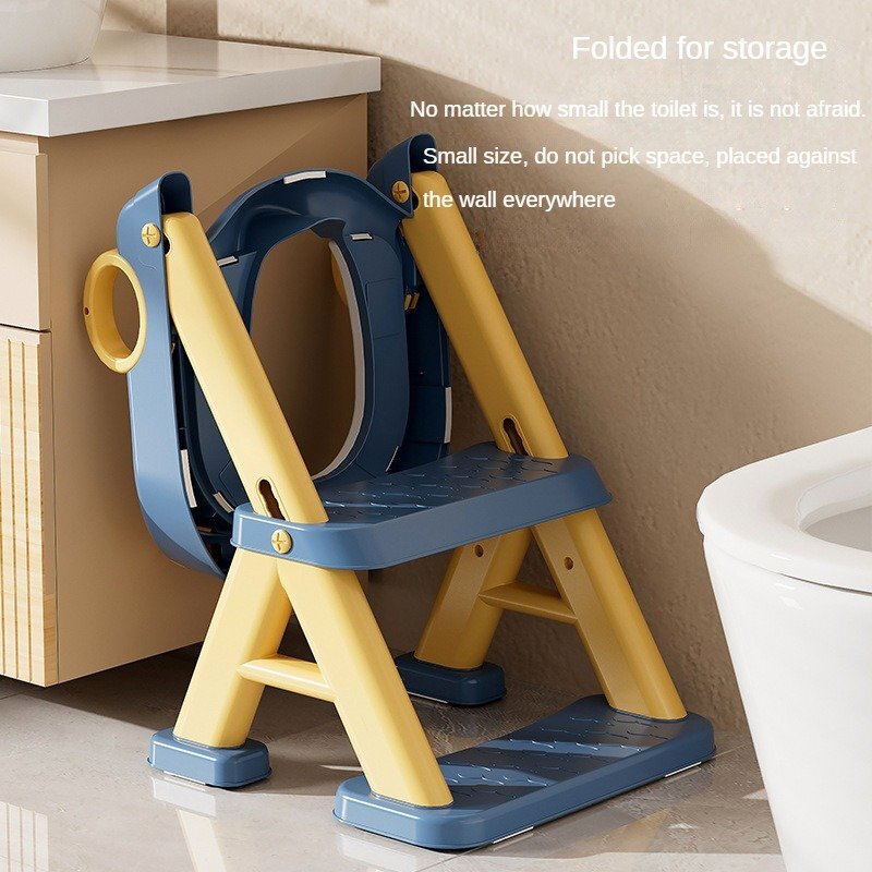 Little Mom Reductor toaleta pentru copii Teddy blue cu doua trepte colac moale din pvc detasabil pliabil design anti-stropire baza antiderapanta inaltime reglabila spatar si manere compatibilitate universala