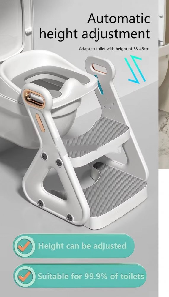 Little Mom Reductor Wc copii pliabil White multifunctional in structura triunghiulara cu colac moale PU inaltime ajustabila prevazut cu manere protectie antistropire antiaderent potrivit si toaletelor patrate