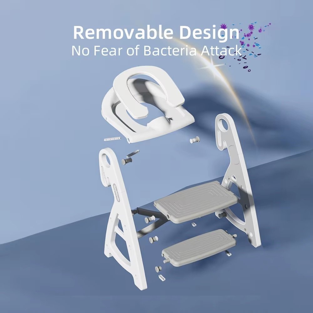 Little Mom Reductor WC copii StepUp Baby Grey reglabil pe inaltime cu manere ergonomice colac moale detasabil din spuma PU design anti-stropire compatibilitate universala