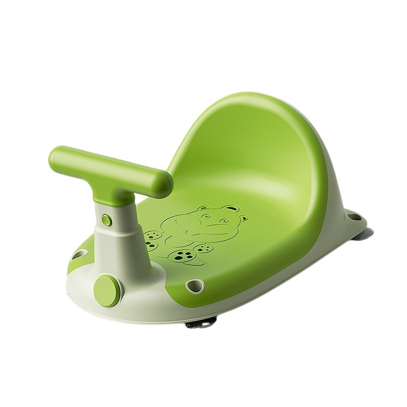 Little Mom Scaun de baie bebelusi Green cu spatar si ghidon de sustiere margini rotunjite si fixare cu ventuze compatibilitate universala dimensiune 37 x 27.2 x 20.6 cm
