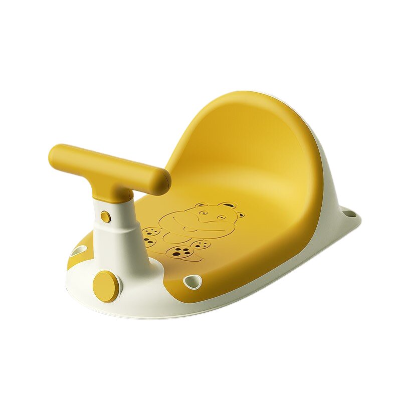 Little Mom Scaun de baie bebelusi Yellow cu spatar si ghidon de sustiere margini rotunjite si fixare cu ventuze compatibilitate universala dimensiune 37 x 27.2 x 20.6 cm