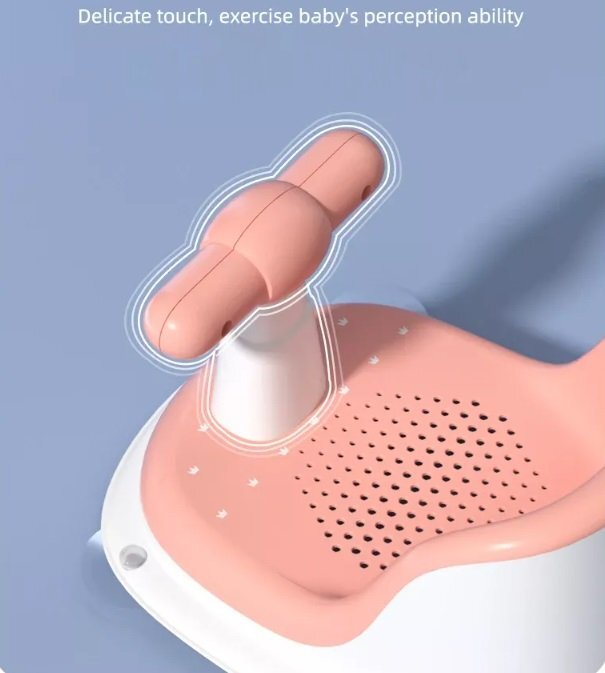 Little Mom Scaun de baie Pink cu ghidon de sustinere spatar confortabil margini rotunjite fixare cu ventuze varsta recomandat 6 luni+
