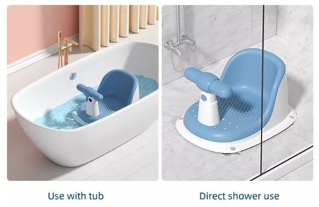 Little Mom Scaun de baie Pink cu ghidon de sustinere spatar confortabil margini rotunjite fixare cu ventuze varsta recomandat 6 luni+