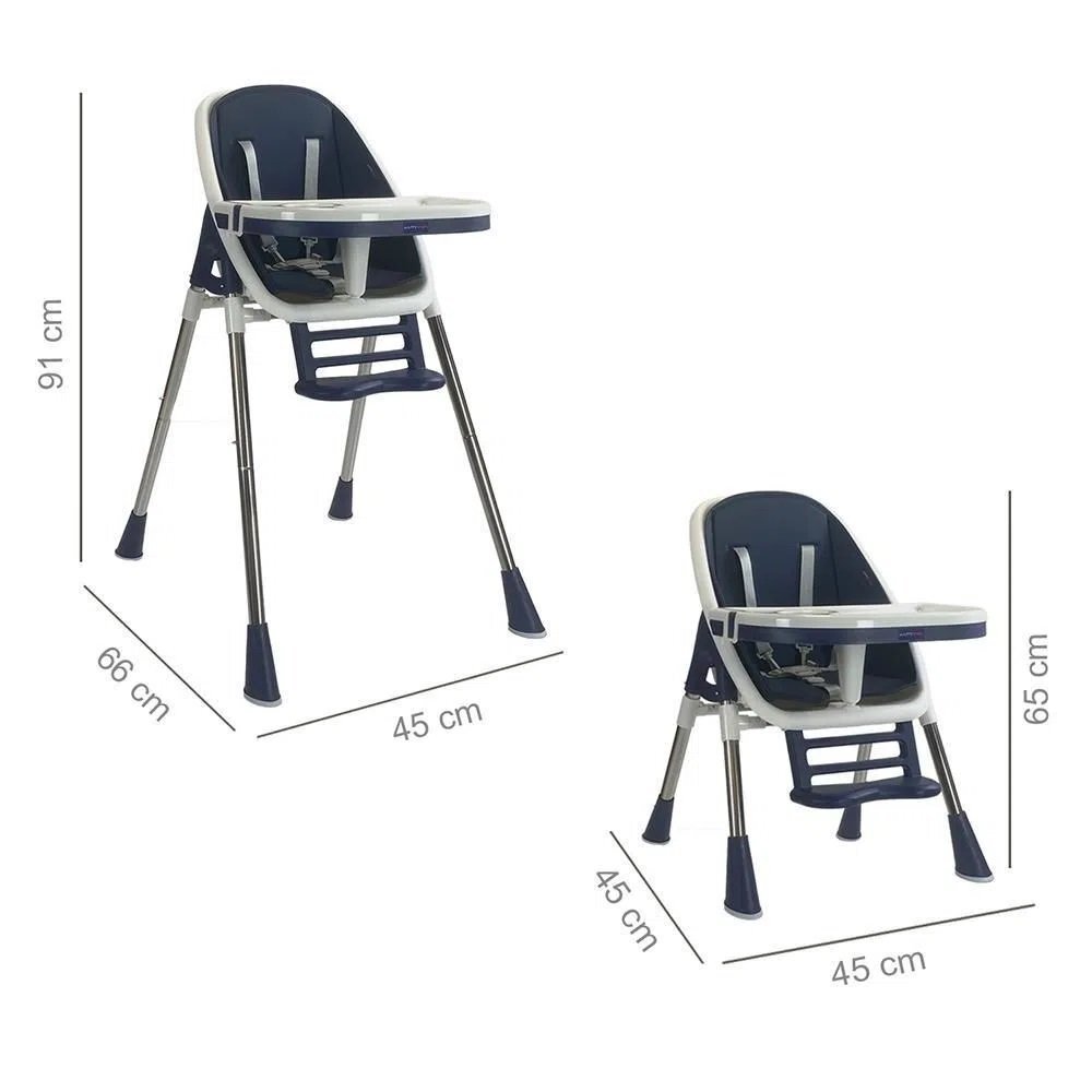Little Mom Scaun de masa 2 in 1 Grass Navy portabil cu husa detasabila suport picioare centura siguranta reglabil pe inaltime