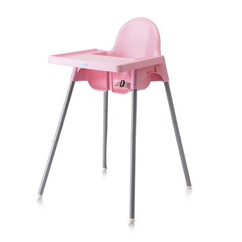 Little Mom Scaun de masa bebelusi Infant Pink cu centura de siguranta si masuta 6-36 luni picioare antiderapante tavita detasabila