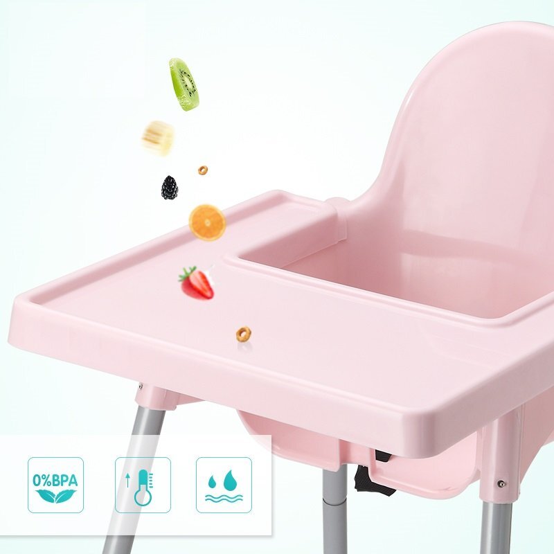 Little Mom Scaun de masa bebelusi Infant Pink cu centura de siguranta si masuta 6-36 luni picioare antiderapante tavita detasabila