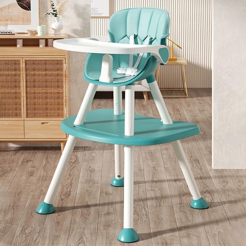 Little Mom Scaun de masa Green 4in1 pentru copii multifunctional cu centura de siguranta tavita reglabila suport pentru picioare dimensiune 79 x 60 x 62 x 92 cm