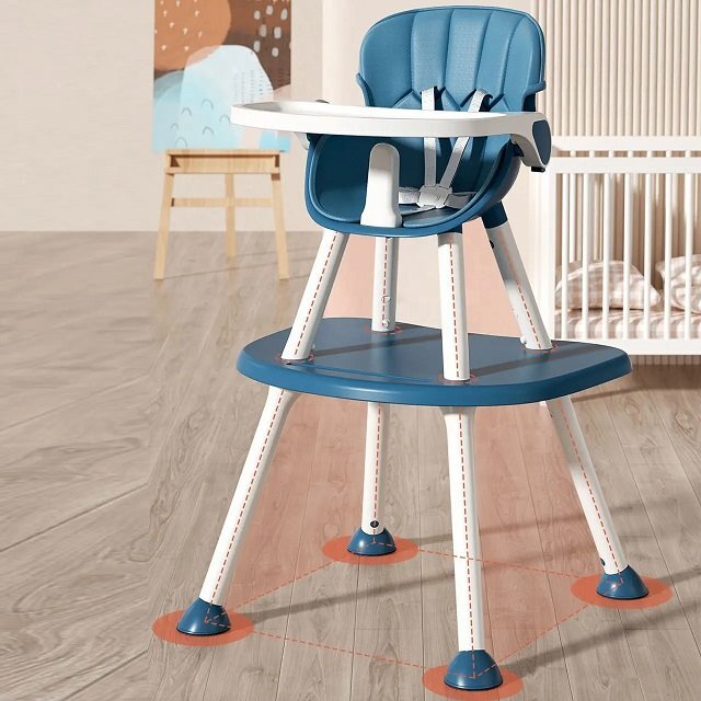 Little Mom Scaun de masa Green 4in1 pentru copii multifunctional cu centura de siguranta tavita reglabila suport pentru picioare dimensiune 79 x 60 x 62 x 92 cm