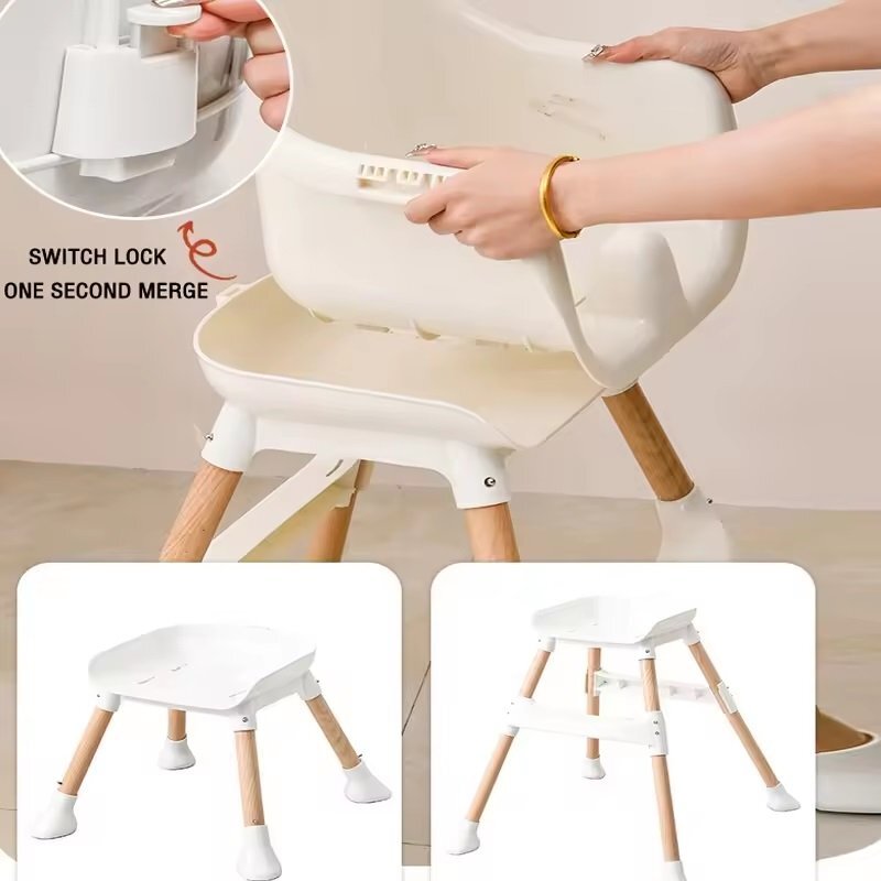 Little Mom Scaun de masa Modern Green 3in1 cu cos pentru accesorii tava dubla ajustabila husa detasabila inaltime reglabila