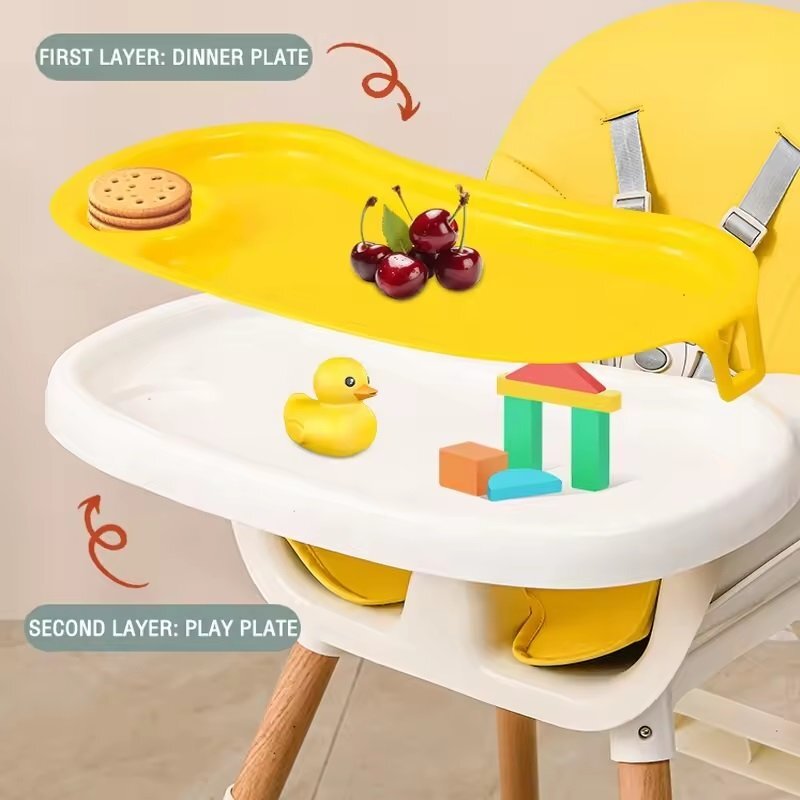 Little Mom Scaun de masa Modern Pink 3in1 cu cos pentru accesorii tava dubla ajustabila husa detasabila inaltime reglabila