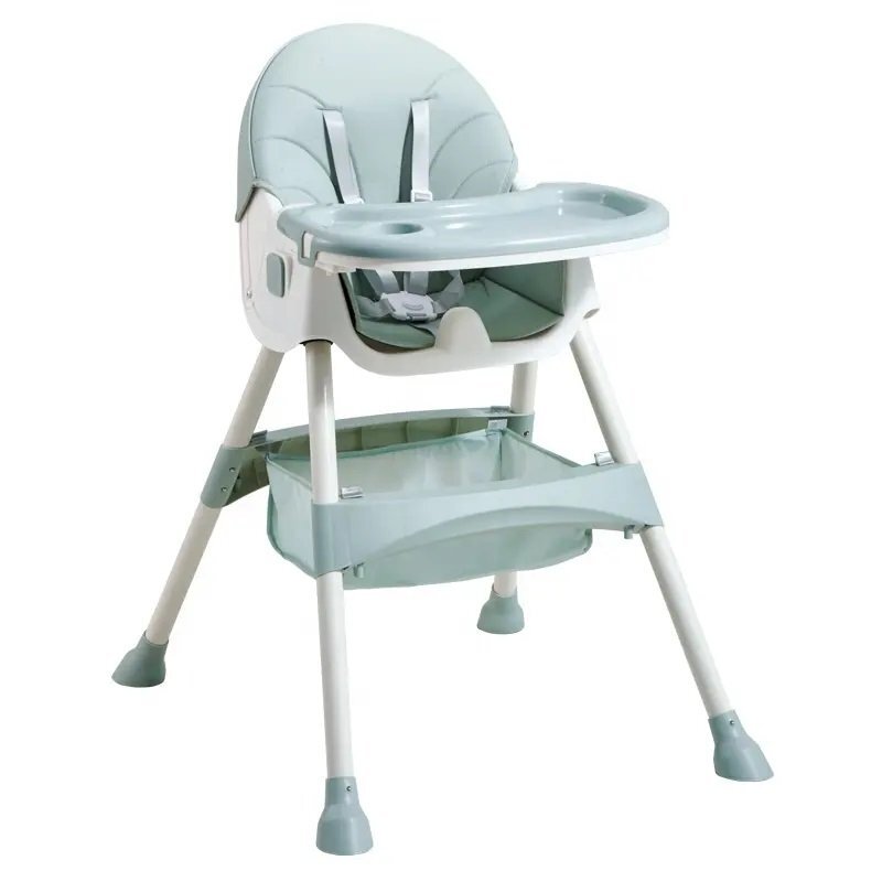 Little Mom Scaun de masa multifunctional 3 in 1 pentru copii Green transformabil si ajustabil cadru din otel prevazut cu roti silentioase si husa detasabila din PU dimensiune 60 x 75 x 91 cm