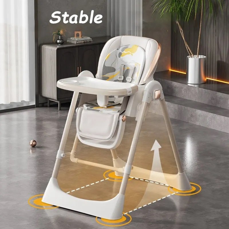 Little Mom Scaun de masa pentru bebelusi BabyNest Grey pliabil multifunctional cu functie de balansoar spatar reglabil centura de siguranta si suport pt picioare design ergonomic
