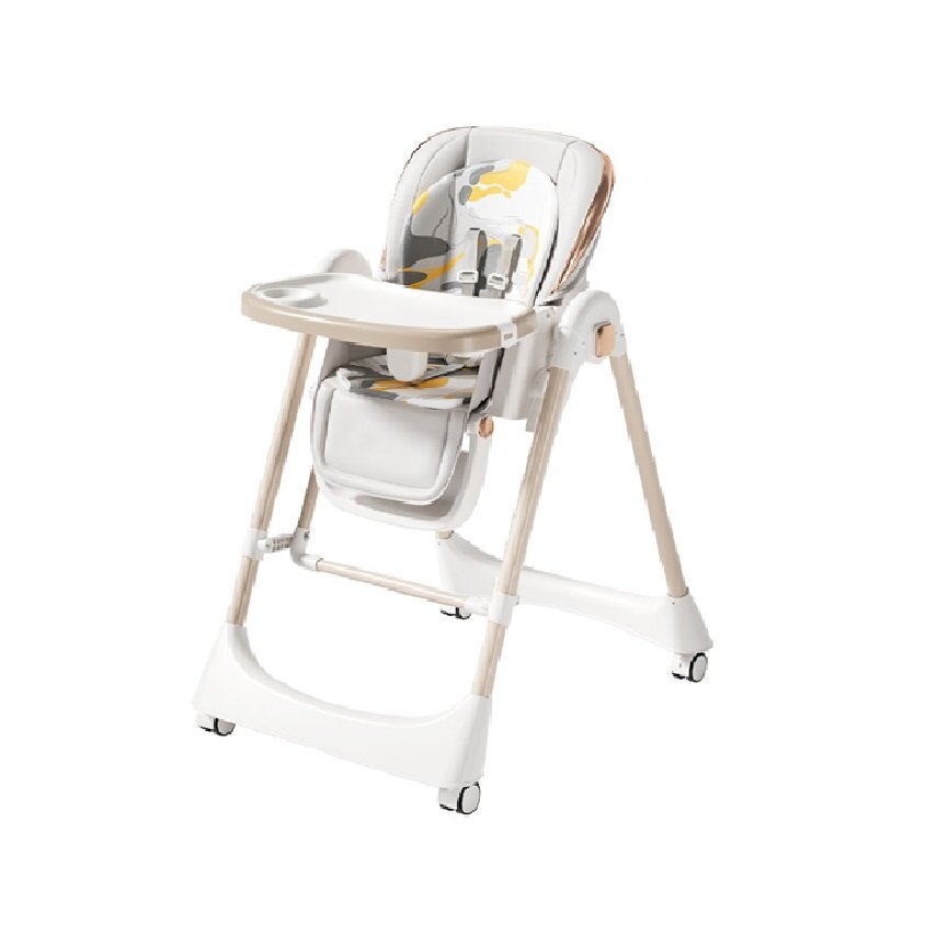 Little Mom Scaun de masa pentru bebelusi BabyNest White pliabil multifunctional cu functie de balansoar spatar reglabil centura de siguranta si suport pt picioare design ergonomic