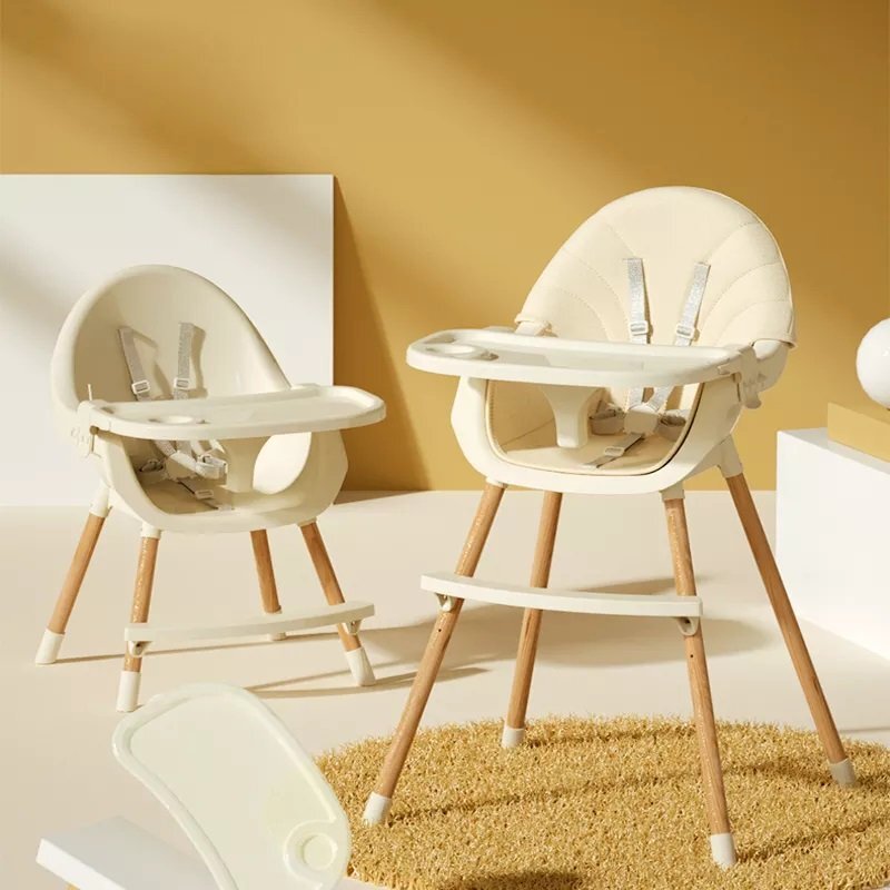 Little Mom Scaun de masa pentru bebelusi si copii Nordic White 2 in 1 cu inaltime ajustabila varsta 6-60 luni tavita dubla reglabila centura de siguranta in 5 puncte suport pentru picioare