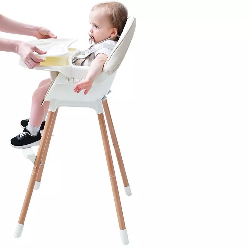 Little Mom Scaun de masa pentru bebelusi si copii Nordic White 2 in 1 cu inaltime ajustabila varsta 6-60 luni tavita dubla reglabila centura de siguranta in 5 puncte suport pentru picioare