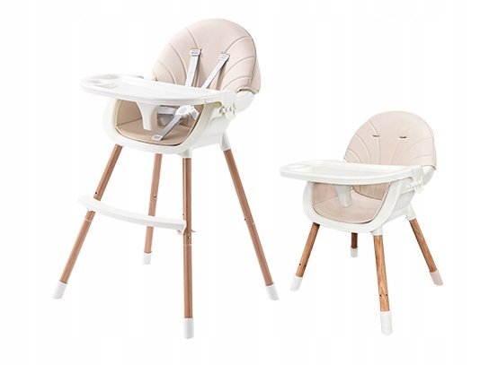 Little Mom Scaun de masa pentru bebelusi si copii Nordic White 2 in 1 cu inaltime ajustabila varsta 6-60 luni tavita dubla reglabila centura de siguranta in 5 puncte suport pentru picioare