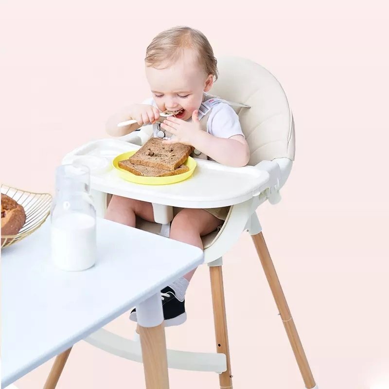 Little Mom Scaun de masa pentru bebelusi si copii Nordic Yellow 2 in 1 cu inaltime ajustabila varsta 6-60 luni Tavita dubla reglabila centura de siguranta in 5 puncte suport pentru picioare