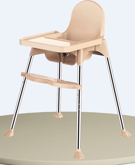 Little Mom Scaun de masa pentru copii 2 in 1 Classic Bej cu tavita dubla si suport pentru picioare centura de siguranta tavita detasabila design ergonomic picioare antiderapante 6 luni+