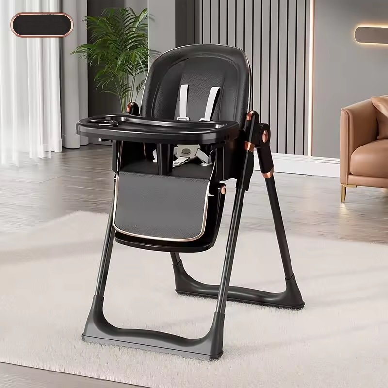 Little Mom Scaun de masa pentru copii Black multifunctional 3 in 1 pliabil cu tavita dubla extensibila roti cu sistem de blocare cos pentru accesorii si husa detasabila dimensiune 71 x 48 x 89 cm