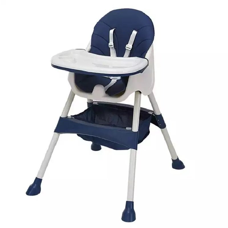 Little Mom Scaun de masa pentru copii Dinner Dark Blue transformabil cu tavita dubla ajustabila si detasabila cu suport pentru picioare si centura in 5 puncte dimensiune 62 x 77 x 92 cm