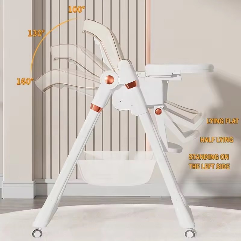 Little Mom Scaun de masa pentru copii Grey multifunctional 3 in 1 pliabil cu tavita dubla extensibila roti cu sistem de blocare cos pentru accesorii si husa detasabila dimensiune 71 x 48 x 89 cm