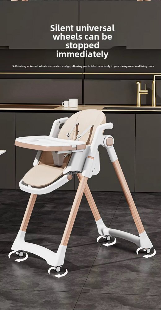 Little Mom Scaun de masa pentru copii grey structura metalica triunghiulara pliabil cu spatarul si tavita ajustabile husa detasabila roti cu blocare