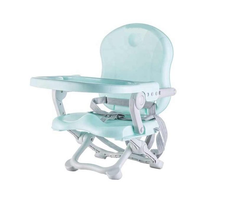 Little Mom Scaun de masa pentru copii model tip booster design compact pliabil si portabil inaltime reglabila 4 pozitii tavita detabila compatibilitate universala dimensiune 50 x 30 x 35 cm Green