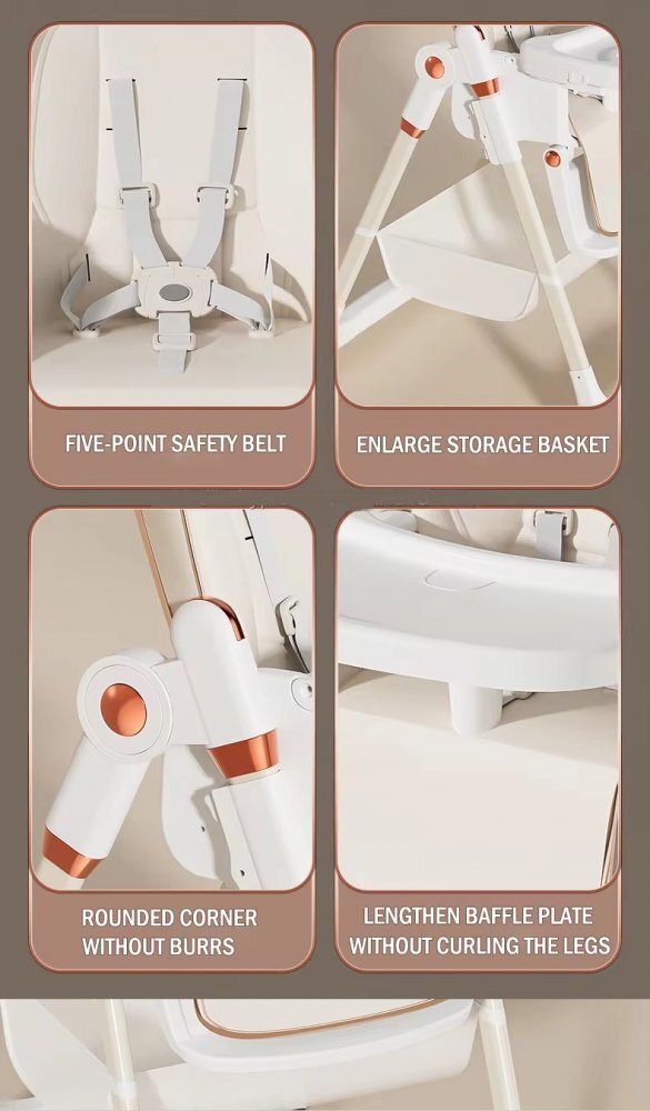 Little Mom Scaun de masa pentru copii White multifunctional 3 in 1 pliabil cu tavita dubla extensibila roti cu sistem de blocare cos pentru accesorii si husa detasabila dimensiune 71 x 48 x 89 cm