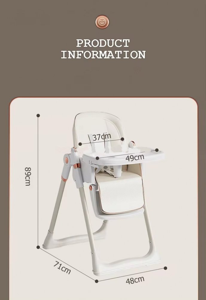Little Mom Scaun de masa pentru copii White multifunctional 3 in 1 pliabil cu tavita dubla extensibila roti cu sistem de blocare cos pentru accesorii si husa detasabila dimensiune 71 x 48 x 89 cm