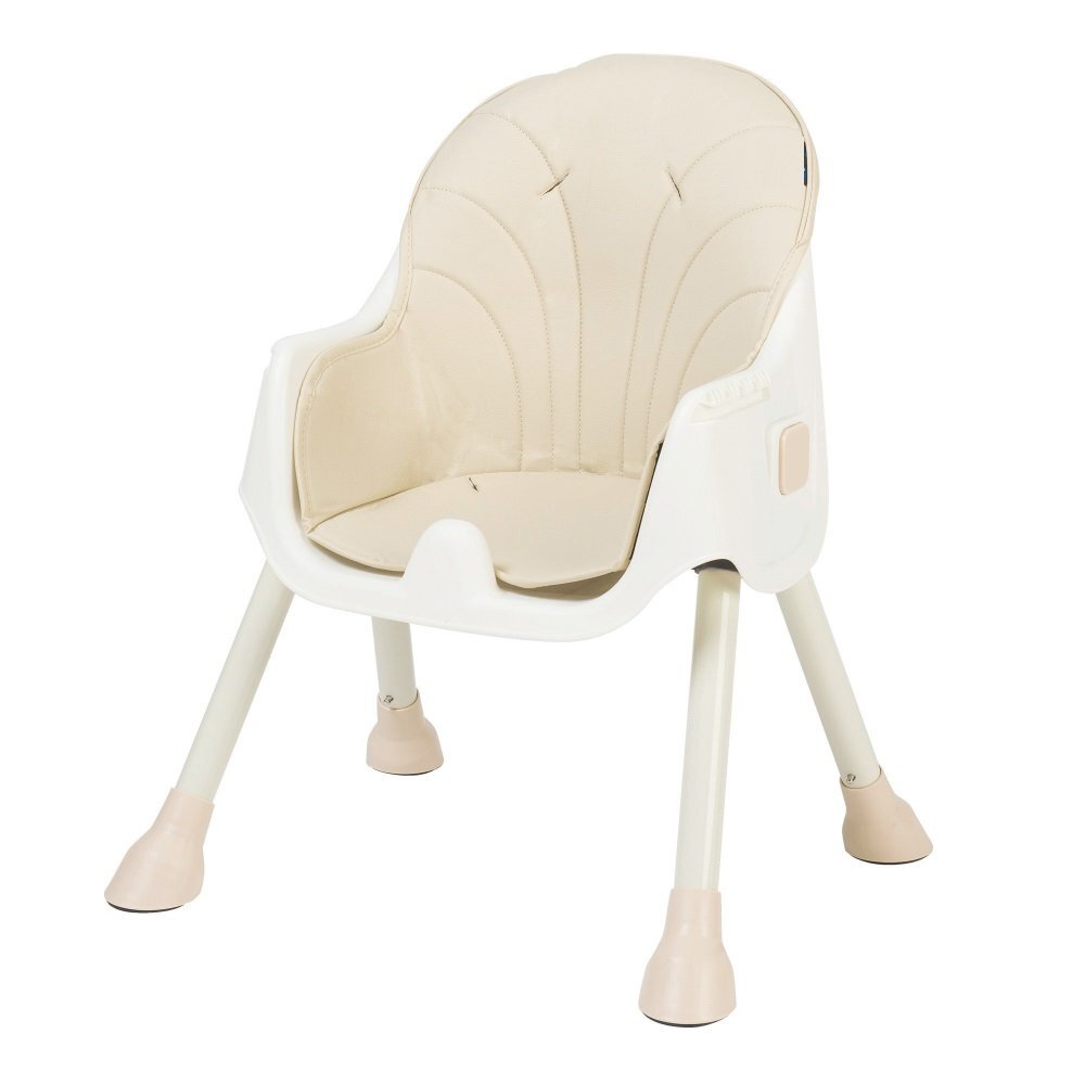 Little Mom Scaun de masa pliabil pentru bebelusi 3 in 1 Funny Cream cu roti si functie de balansoar multifunctional centura de siguranta 5 Puncte ajustabil pe inaltime cos de depozitare husa detasabila
