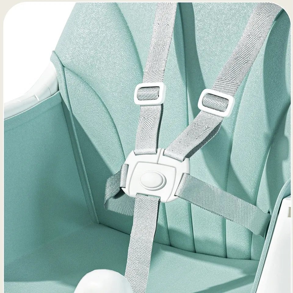 Little Mom Scaun de masa pliabil pentru bebelusi 3 in 1 Funny Pink cu roti si functie de balansoar multifunctional centura de siguranta 5 Puncte ajustabil pe inaltime cos de depozitare husa detasabila