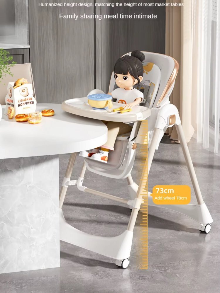 Little Mom Scaun de masa pliabil pentru bebelusi multifunctional cu roti functie balansoar cu spatar reglabil in 4 unghiuri distincte inaltime ajustabila si centura de siguranta 5 puncte varsta 6-36 luni Grey