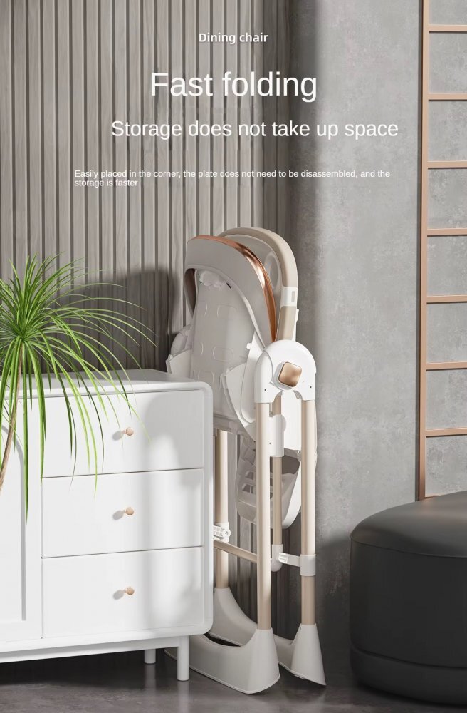 Little Mom Scaun de masa pliabil pentru bebelusi multifunctional cu roti functie balansoar cu spatar reglabil in 4 unghiuri distincte inaltime ajustabila si centura de siguranta 5 puncte varsta 6-36 luni Grey