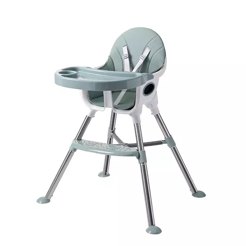 Little Mom Scaun de masa transformabil multifunctional cu tavita ajustabila husa detasabila din piele ecologica suport pentru picioare dimensiune 75 x 53 x 83 cm Elite Green