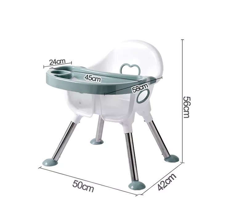 Little Mom Scaun de masa transformabil multifunctional cu tavita ajustabila husa detasabila din piele ecologica suport pentru picioare dimensiune 75 x 53 x 83 cm Elite Green