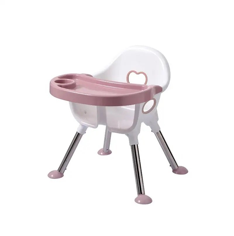 Little Mom Scaun de masa transformabil multifunctional cu tavita ajustabila husa detasabila din piele ecologica suport pentru picioare dimensiune 75 x 53 x 83 cm Elite Pink